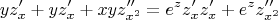 $$yz'_{x} + yz'_{x} + xyz''_{x^2} = e^z z'_{x} z'_{x} + e^z z''_{x^2}$$