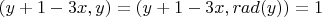 $(y + 1 - 3x, y) = (y + 1 - 3x, rad(y)) = 1$