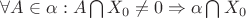 $\forall A \in \alpha : A\bigcap X_0 \neq 0 \Rightarrow \alpha\bigcap X_0$