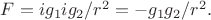 $F = ig_1 ig_2/r^2 = -g_1g_2/r^2.$
