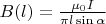 $B(l)=\frac{\mu_0I}{\pi l\sin{\alpha}}$