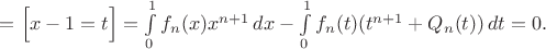 $=\Big[x-1=t\Big]=\int\limits_0^1f_n(x)x^{n+1}\,dx-\int\limits_0^1f_n(t)(t^{n+1}+Q_n(t))\,dt=0.$