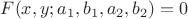 $F(x,y;a_1,b_1,a_2,b_2)=0$