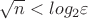 $\sqrt n<log_2{\varepsilon}$