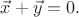 $\vec{x}+\vec{y}=0.$
