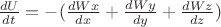 $ \frac{dU}{dt} = - (\frac{dWx}{dx} + \frac{dWy}{dy} + \frac{dWz}{dz}) $