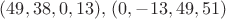 $(49, 38, 0, 13), \, (0, -13, 49, 51)$