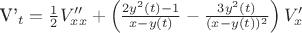 V'_t = \frac{1}{2} V''_{xx} + \left( \frac{2 y^2(t)-1}{x-y(t)} - \frac{3 y^2(t)}{(x-y(t))^2} \right) V'_x