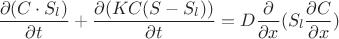 $$ \frac{\partial (C\cdot S_l)}{\partial t}+ \frac{\partial(KC (S-S_l))}{\partial t} =D\frac{\partial }{\partial x}(S_l\frac{\partial C}{\partial x})$$