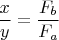 $\dfrac{x}{y}=\dfrac{F_b}{F_a}$