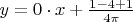 $y= 0\cdot x +\frac {1-4+1} {4\pi}$