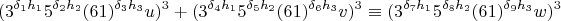 $$(3^{\delta_1h_1}5^{\delta_2h_2}(61)^{\delta_3h_3}u)^3+(3^{\delta_4h_1}5^{\delta_5h_2}(61)^{\delta_6h_3}v)^3\equiv(3^{\delta_7h_1}5^{\delta_8h_2}(61)^{\delta_9h_3}w)^3$$