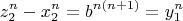 $$z_2^n-x_2^n=b^{n(n+1)}=y_1^n$