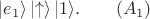 $$|e_1\rangle\left|\uparrow \right\rangle |1\rangle.\qquad(A_1)$$ $$|e_1\rangle\left|\uparrow \right\rangle |1\rangle.\qquad(A_1)$$