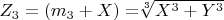 $Z_3= (m_3+X)=$\sqrt[3]{X^3+Y^3}$ $