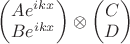 $\begin{pmatrix}
A e^{ikx} \\
B e^{ikx}
\end{pmatrix} \otimes \begin{pmatrix}
C\\
D
\end{pmatrix} $