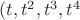 $(t,t^2,t^3,t^4$