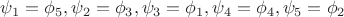 $\psi_1 = \phi_5, \psi_2 = \phi_3, \psi_3 = \phi_1, \psi_4 = \phi_4, \psi_5 = \phi_2$