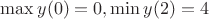 $\max y(0)=0, \min y(2)=4$ $\max y(0)=0, \min y(2)=4$