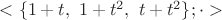 $<\{ 1+t ,\ 1+t^2,\ t+t^2 \}; \cdot>$