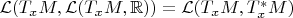 $\mathcal L(T_x M,\mathcal L(T_x M,\mathbb R))=\mathcal L(T_x M,T_x^* M)$