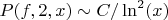 $P(f,2,x)\sim C / \ln^2(x)$