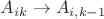 $A_{ik} \to A_{i, k - 1}$