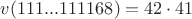 $v(111...111168) = 42\cdot41 $