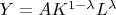 $Y = A K^{1-\lambda} L^\lambda$