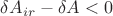 $ \delta A_{ir}-\delta A<0$