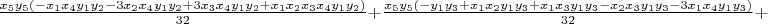 $\frac{x_5 y_5( - x_1 x_4 y_1 y_2 - 3 x_2 x_4 y_1 y_2 + 3 x_3 x_4 y_1 y_2 + x_1 x_2 x_3 x_4 y_1 y_2)}{32}+ 
\frac{x_5 y_5(- y_1 y_3 + x_1 x_2 y_1 y_3 + x_1 x_3 y_1 y_3 - x_2 x_3 y_1 y_3 - 3 x_1 x_4 y_1 y_3)}{32}+$