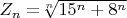 $  Z_n =$\sqrt[n]{15^n+8^n}$ $