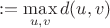 $:=\max\limits_{u,v}d(u,v)$
