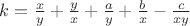 $k=\frac x y+\frac y x+\frac a y+\frac b x-\frac c {xy}$