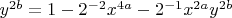 $y^{2b}=1-2^{-2}x^{4a}-2^{-1}x^{2a}y^{2b}$