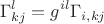 $$
\Gamma^{l}_{kj}=g^{il}\Gamma_{i,kj}
$$