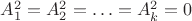 $A_{1}^{2}= A_{2}^{2}= \ldots = A_{k}^{2}= 0$