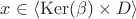 $x \in \left\langle \operatorname{Ker}(\beta) \times D \right\rangle$