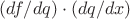 $(df/dq)\cdot(dq/dx)$