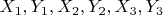 $X_1,Y_1,X_2,Y_2,X_3,Y_3$