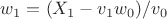 $w_1=(X_1-v_1w_0)/v_0$