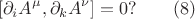 $$[\partial_i A^\mu,\partial_k A^\nu]=0? \qquad (8)$$