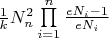 $\frac{1}{k}N_n^2\prod\limits_{i = 1}^n {\frac{{e{N_i} - 1}}{{e{N_i}}}} $