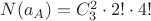 $N(a_A) = C_3^2\cdot 2!\cdot 4!$