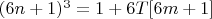 $(6n+1)^3=1+6T[6m+1]$