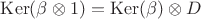 $\operatorname{Ker}(\beta \otimes 1) = \operatorname{Ker}(\beta) \otimes D$