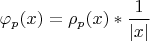 $\varphi_p(x)=\rho_p(x)*\dfrac1{|x|}$