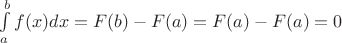 $\int\limits_a^bf(x)dx=F(b)-F(a)=F(a)-F(a)=0$