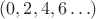 $(0,2,4,6\ldots)$
