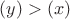 $(y)>(x)$